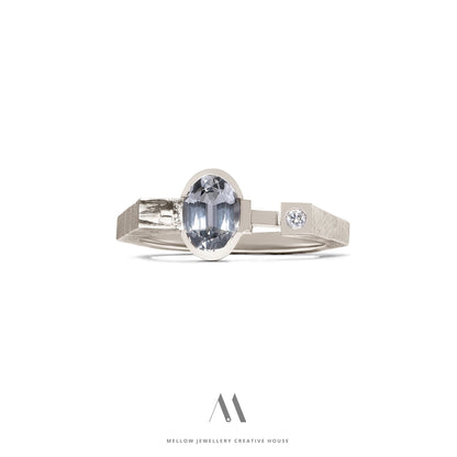 14k solid white gold Spinel Diamonds ring CMR/251 - Mellow Jewellery Creative House