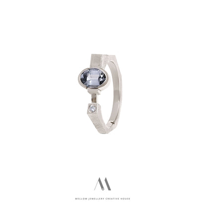 14k solid white gold Spinel Diamonds ring CMR/251 - Mellow Jewellery Creative House
