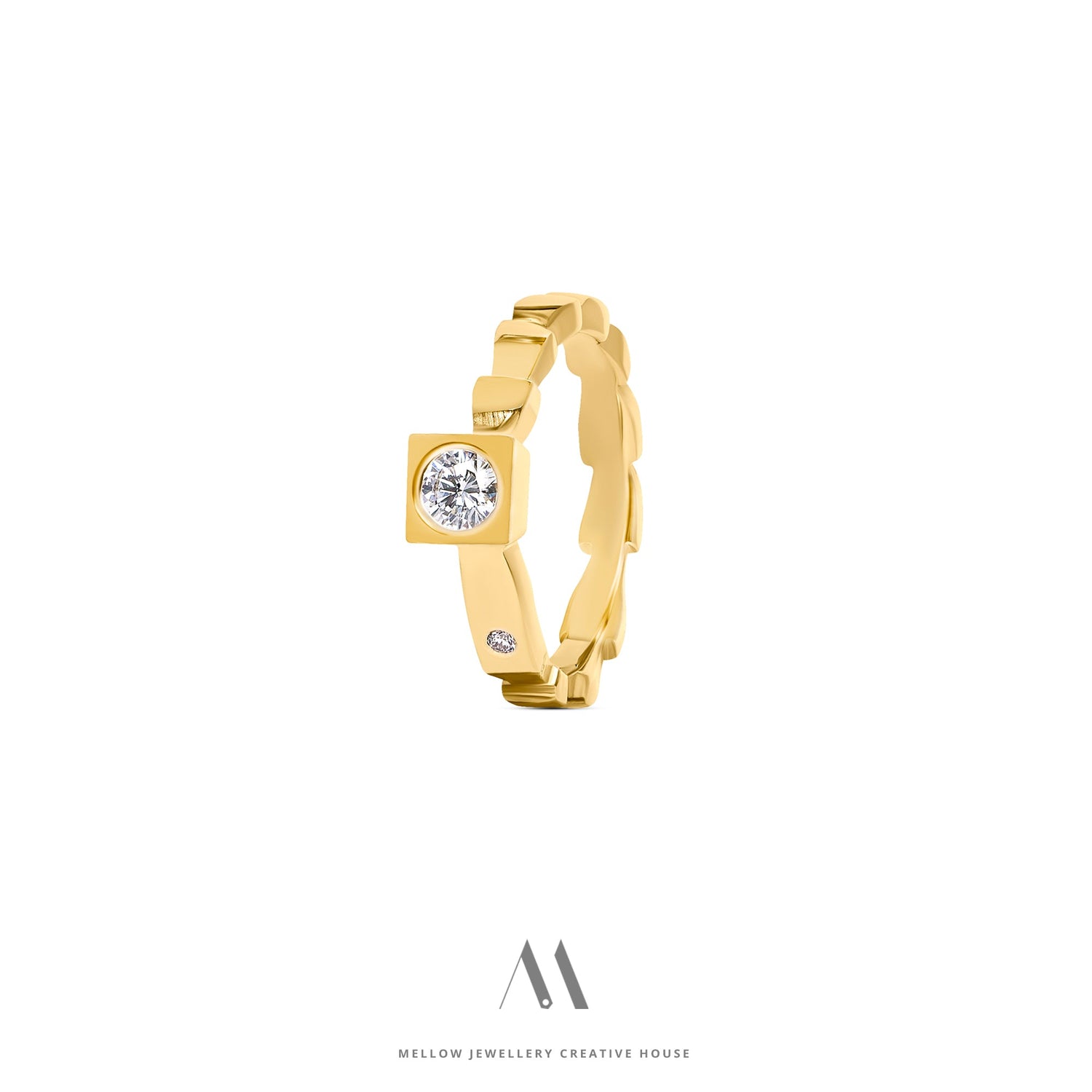 14k solid yellow gold Diamonds ring CMR/249 - Mellow Jewellery Creative House