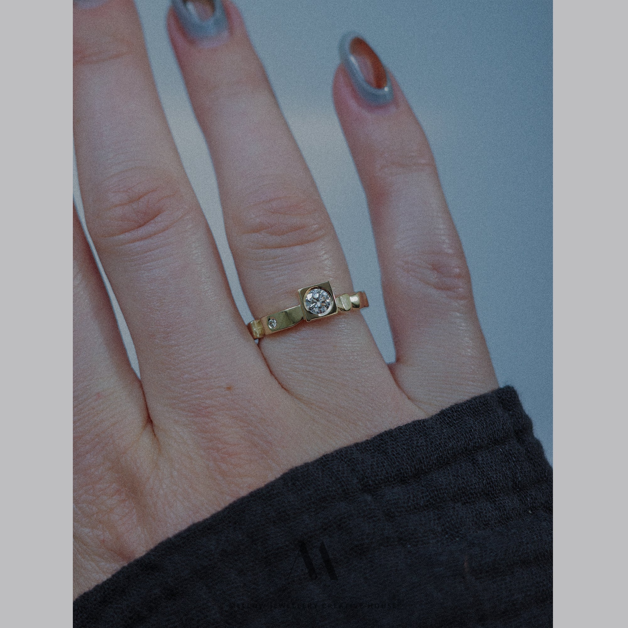 14k solid yellow gold Diamonds ring CMR/249 - Mellow Jewellery Creative House