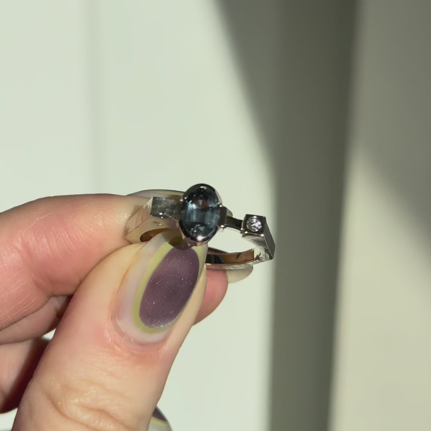 14k solid white gold Spinel Diamonds ring CMR/251