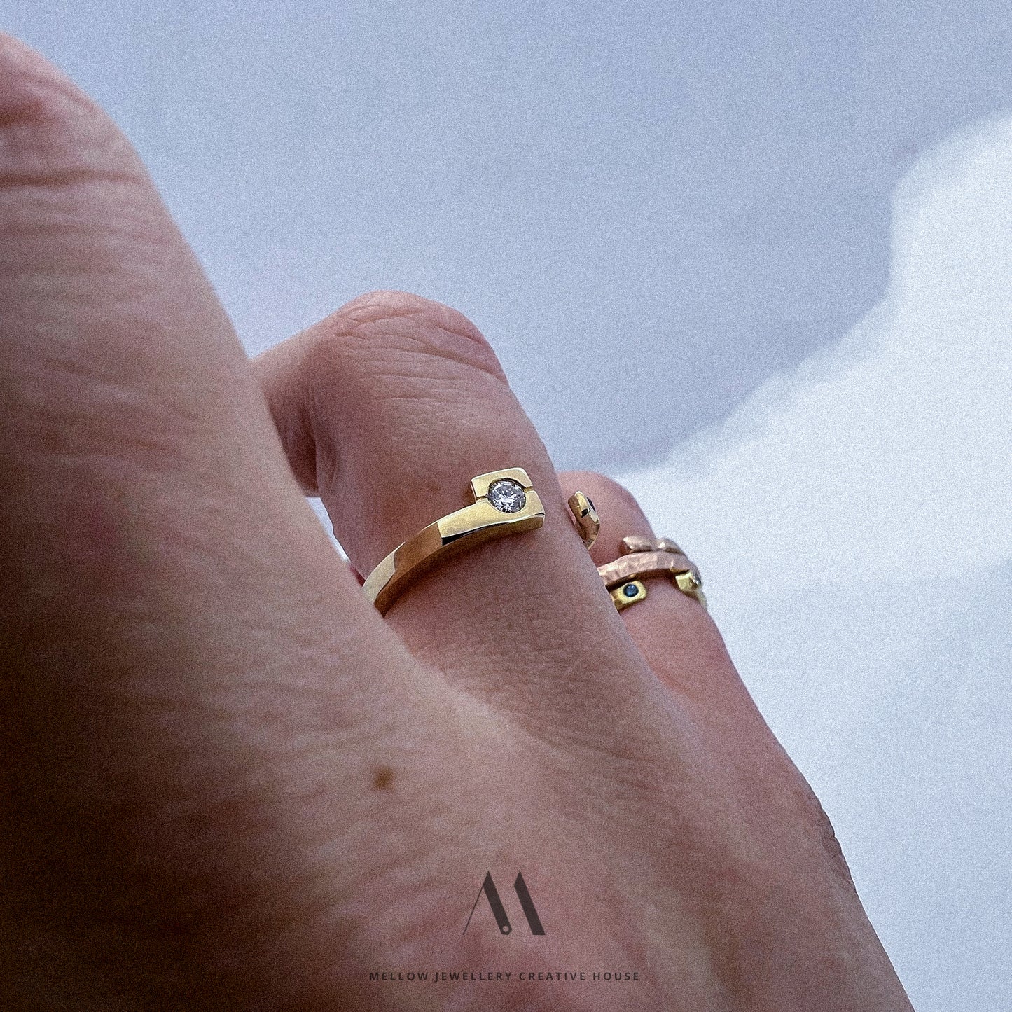 14k aukso sužadėtuvių žiedas su deimantais CMR/49